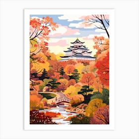 Osaka Castle Park, Japan In Autumn Fall Illustration 0 Art Print