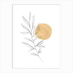 Line art Leaf and sun Art Print