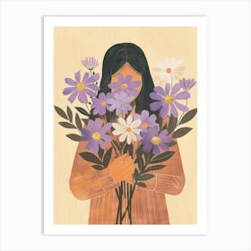 Spring Girl With Purple Flowers 3 Art Print