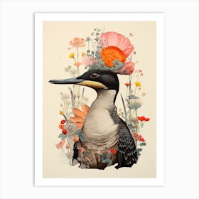 Bird With A Flower Crown Loon 1 Art Print