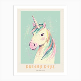 Pastel Block Colour Unicorn 1 Poster Art Print