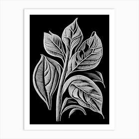 Sweet Almond Leaf Linocut 2 Art Print