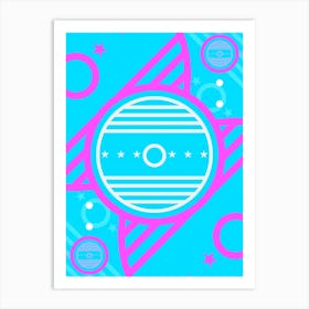 Geometric Glyph in White and Bubblegum Pink and Candy Blue n.0071 Art Print