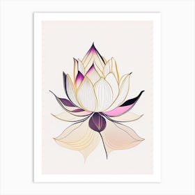 Sacred Lotus Abstract Line Drawing 3 Art Print