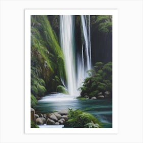 Mclean Falls, New Zealand Peaceful Oil Art  Art Print