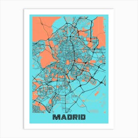 Madrid City Map Art Print