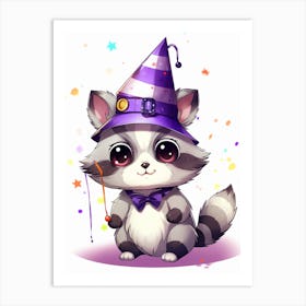 Cute Kawaii Cartoon Raccoon 29 Art Print