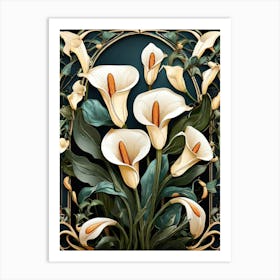 Default Stylized Colorful Design Of Arum Lilies In Art Nouveau 0 Art Print