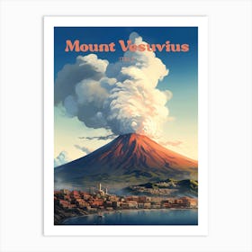 Mount Vesuvius Italy Stratovolcano Travel Art Illustration Art Print