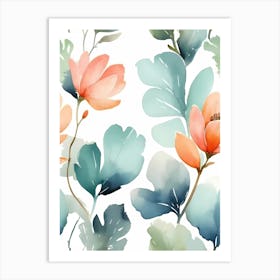 Watercolor Floral Pattern 6 Art Print