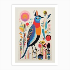 Colourful Scandi Bird Grouse 3 Art Print