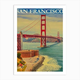 Golden Gate Bridge Retro Vintage Poster Art Print