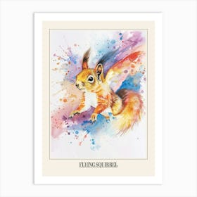 Flying Squirrel Colourful Watercolour 1 Poster Art Print
