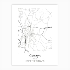 Cieszyn,Poland Minimalist Map Art Print