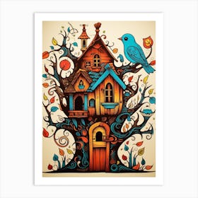 Cute Birdhouse Illustration Art Print