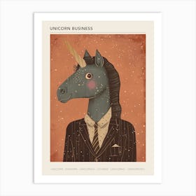 Unicorn In A Suit & Tie Mocha Muted Pastels 3 Poster Art Print