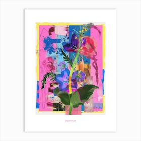 Delphinium 2 Neon Flower Collage Poster Art Print