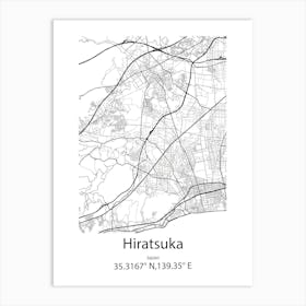 Hiratsuka,Japan Minimalist Map Art Print