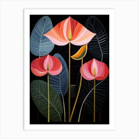 Flamingo Flower Anthurium 4 Hilma Af Klint Inspired Flower Illustration Art Print