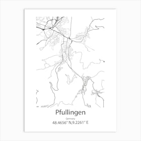 Pfullingen,Germany Minimalist Map Art Print