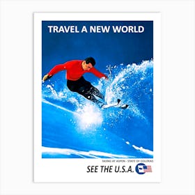 Ski In USA, Vintage Travel Poster Art Print