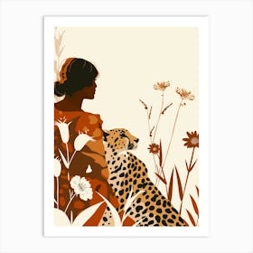 Cheetah And Woman 1 Art Print