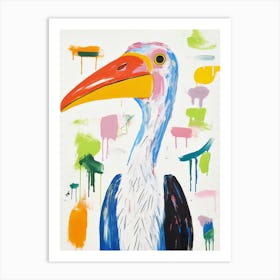Colourful Bird Painting Stork 3 Art Print