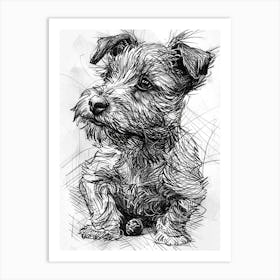 Cute Terrier Dog Line Art 1 Art Print