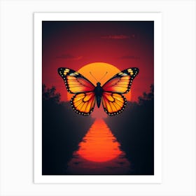 Butterfly At Sunset 2 Art Print