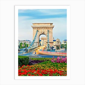 Chain Bridge In Budapest Art Print