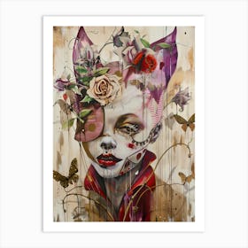 Girl With Butterflies Art Print