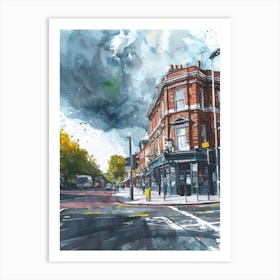 Newham London Borough   Street Watercolour 3 Art Print