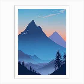 Misty Mountains Vertical Composition In Blue Tone 112 Art Print