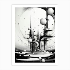 Parallel Universes Abstract Black And White 16 Art Print