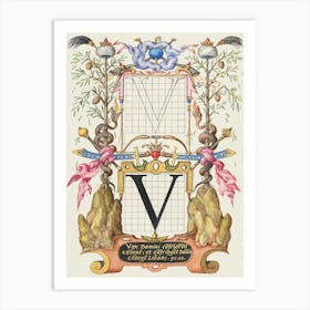 Guide For Constructing The Letter V From Mira Calligraphiae Monumenta, Joris Hoefnagel Art Print