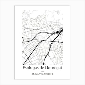 Esplugas De Llobregat,Spain Minimalist Map Art Print