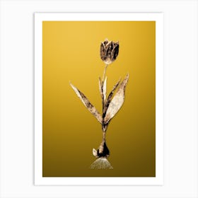 Gold Botanical Tulip on Mango Yellow n.0851 Art Print