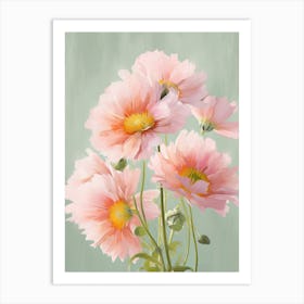 Chrysanthemums Flowers Acrylic Painting In Pastel Colours 1 Art Print