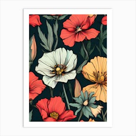 Seamless Pattern With Flowers 2 Art Print