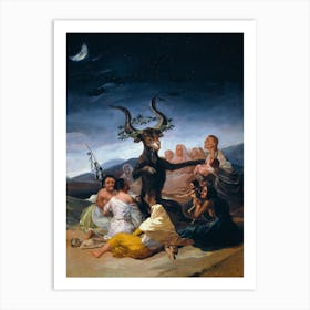 The Witches Sabbath 1798 by Francisco Goya - Witch Moon Art Print For The Dark Arts, Witchcraft, Dark Aesthetic, Gothic, Renaissance, Gallery Wall, Oil Painting Pagan Baphomet Goat Satan Worship Cool Medieval Art Print