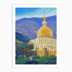 Salt Lake City, City Us  Pointillism Art Print