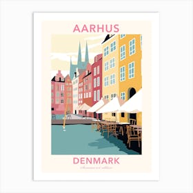 Aarhus, Denmark, Flat Pastels Tones Illustration 1 Poster Art Print