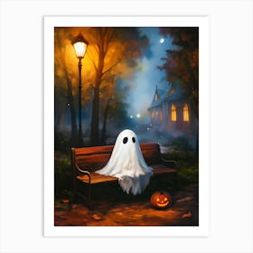 Ghost Sitting On A Bench 2 Art Print