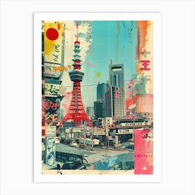 Osaka   Retro Collage Style 3 Art Print