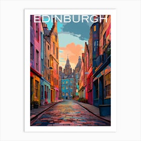 Colourful Scotland travel poster Edinburgh Art Print