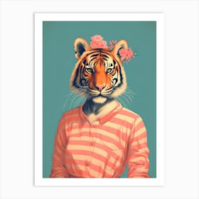 Tiger Illustrations Wearing A Summer Shirt 1 Art Print