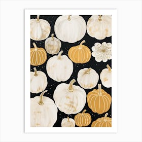 Black White And Gold Pumpkins 4 Art Print