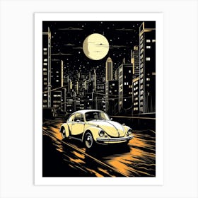 Volkswagen Beetle City Illustration 4 Art Print