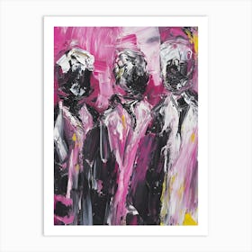 Three People In Pink Art Print