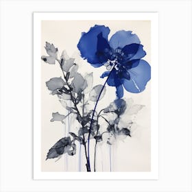 Blue Botanical Orchid 2 Art Print